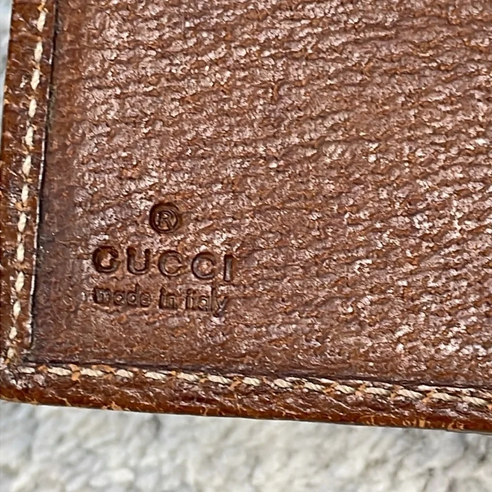 Vintage Gucci Monogram Bamboo French Wallet Brown GG Compact